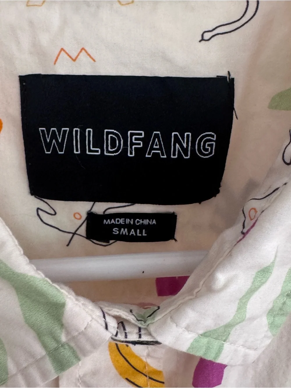 Wildfang Cream Short-Sleeve Button-Up Shirt with Multicolor Print - Picture 3 of 7